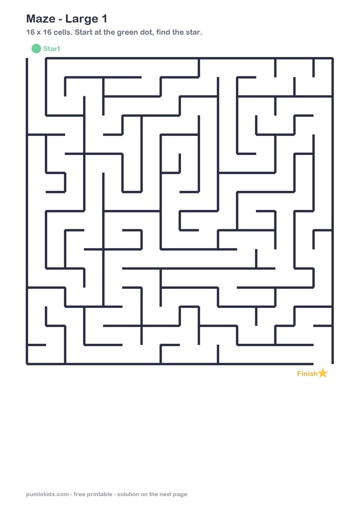 Large maze 1 printable, page one