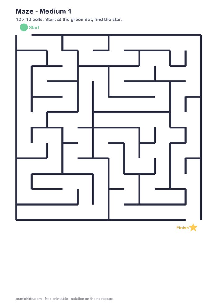 Medium maze 1 printable, page one