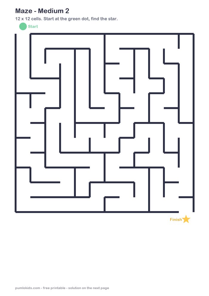 Medium maze 2 printable, page one