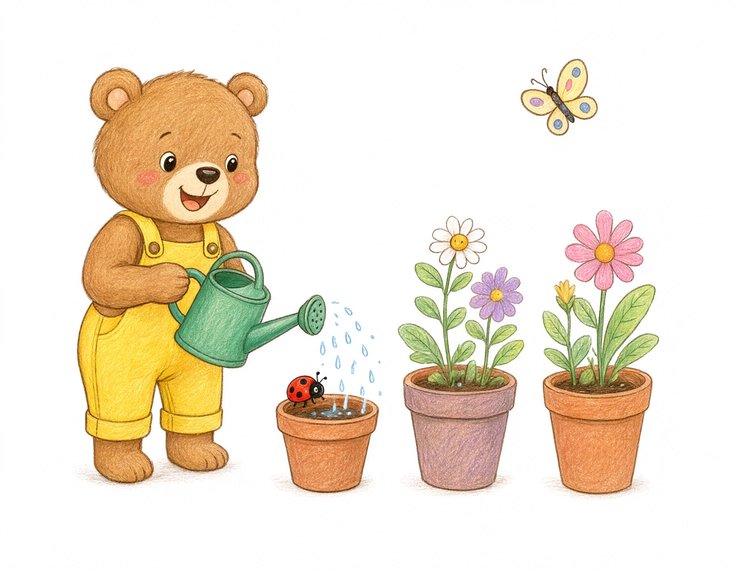 Bear in the Garden printable