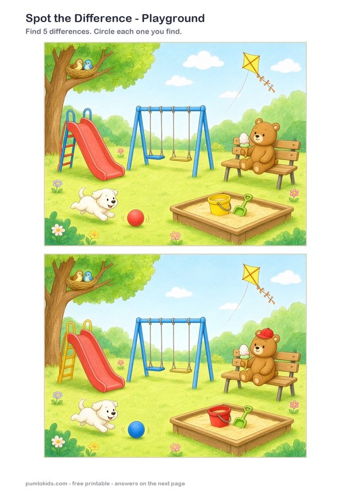 Playground printable, page one