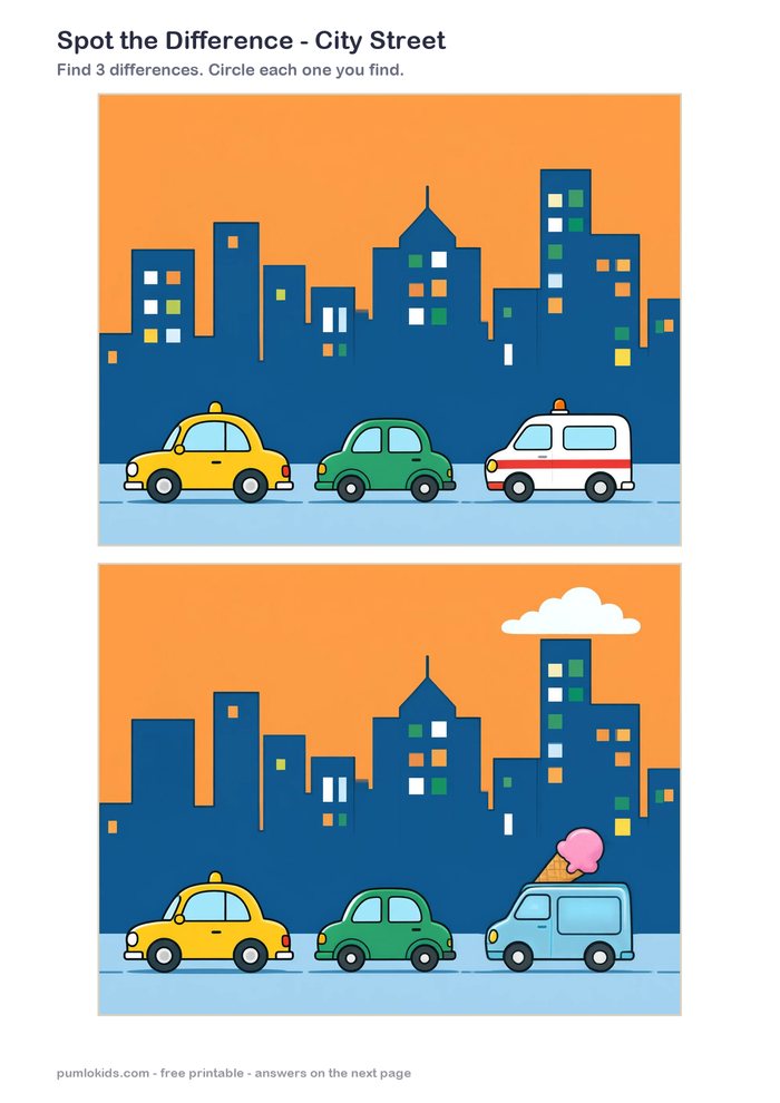 City Street printable, page one