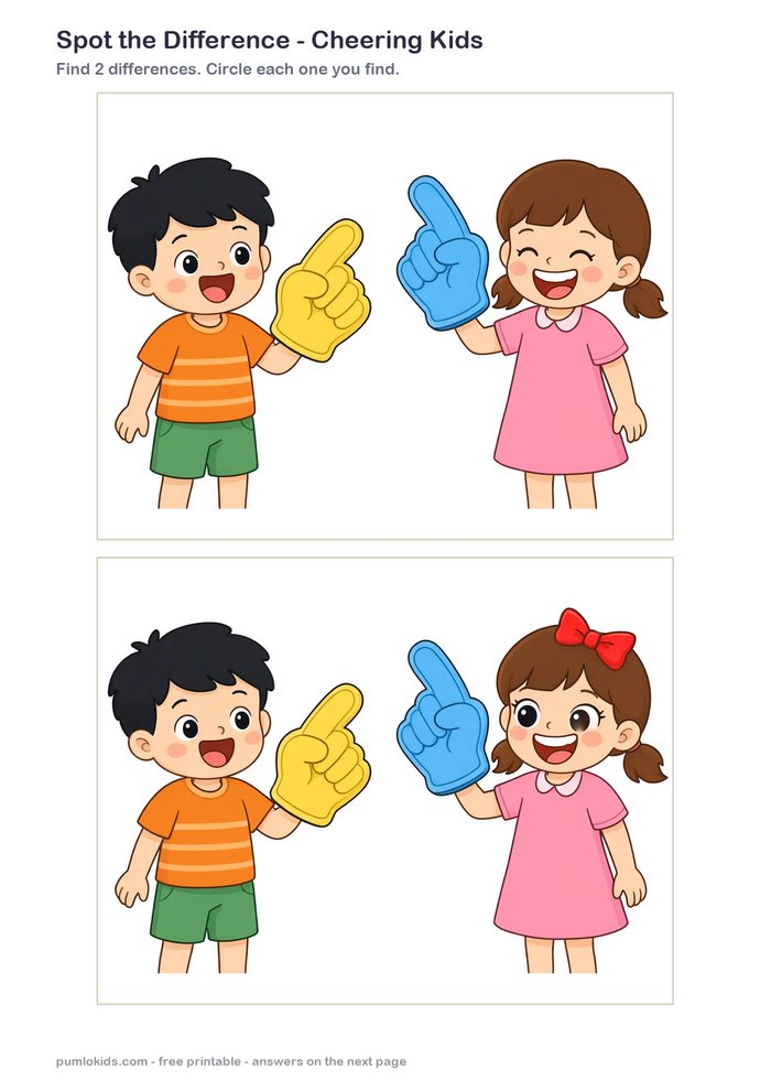 Cheering Kids printable, page one