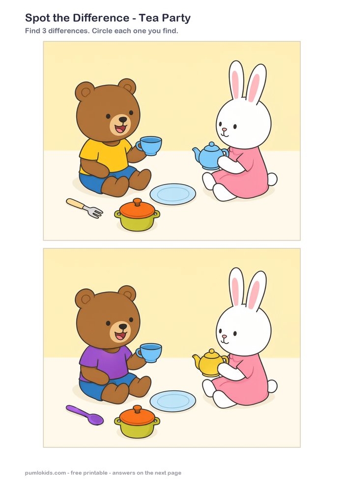 Tea Party printable, page one
